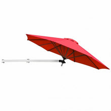 Load image into Gallery viewer, 8ft Wall-Mounted Telescopic Folding Tilt Aluminum Sun Shade Umbrella-Burgundy