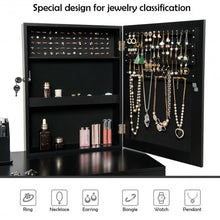Load image into Gallery viewer, Vanity Dressing Table Set Lockable Jewelry Cabinet with Mirror-Black