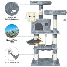 Load image into Gallery viewer, 55" Multi-Level Kitten Activity Tower with Hammock-Light Gray