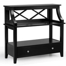 Load image into Gallery viewer, 3-Tier Storage Rack End table Side Table with Slide Drawer -Black