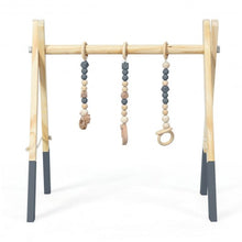 Load image into Gallery viewer, 3 Wooden Baby Teething Toys Hanging Bar-Gray