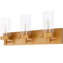 Load image into Gallery viewer, 3-Light Vanity Lamp w/ Gold Finish and Clear Glass Shade