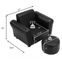 Load image into Gallery viewer, Black Kids Single Armrest Couch Sofa with Ottoman