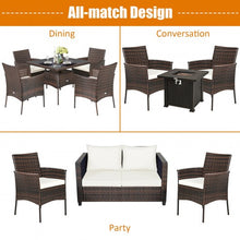 Load image into Gallery viewer, 2 Pieces Rattan Arm Dining Chair Cushioned Sofa Furniture Patio