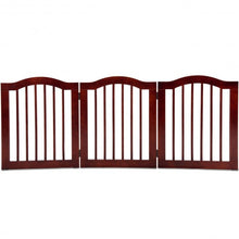 Load image into Gallery viewer, 3 Panels Folding Freestanding Wood Pet Dog Safety Gate-24"