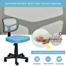 Load image into Gallery viewer, Armless Computer Chair w/Height Adjustment & Breathable Mesh- Home Office-Blue