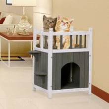 Load image into Gallery viewer, Wooden Cat Pet Home with Balcony