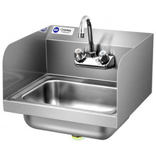 Load image into Gallery viewer, Stainless Steel Sink NSF Wall Mount Hand Washing Sink w/ Faucet and Side Splash