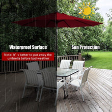 Load image into Gallery viewer, 9 Ft and 32 LED Lighted Solar Patio Market Umbrella Shelter with Tilt and Crank-Burgundy