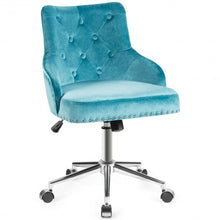 Load image into Gallery viewer, Tufted Upholstered Swivel Computer Desk Chair with Nailed Tri-Turquoise