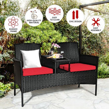 Load image into Gallery viewer, Patio Rattan Conversation Set Seat Sofa-Red