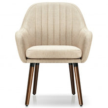 Load image into Gallery viewer, Set of 2 Fabric Upholstered Accent Chairs with Wooden Legs-Beige