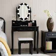 Load image into Gallery viewer, 4 Drawers Vanity Table Dressing Table with Touch Switch-Black