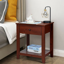 Load image into Gallery viewer, Night Stand End Side Table with Drawer and Storage Shelf