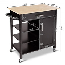 Load image into Gallery viewer, 4-Tier Rolling Wood Kitchen Trolley Island Storage Cabinet