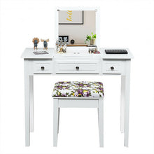 Load image into Gallery viewer, Vanity Dressing Table Set with Flip Top Mirror 3 Drawers