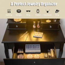 Load image into Gallery viewer, 3 Drawers Lighted Mirror Vanity Dressing Table Stool Set-Black