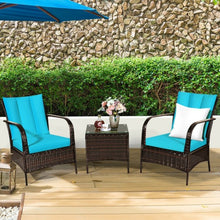 Load image into Gallery viewer, 3 PCS Patio Rattan Furniture Set-Turquoise