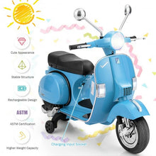 Load image into Gallery viewer, 6V Kids Ride on Vespa Scooter Motorcycle with Headlight-Blue