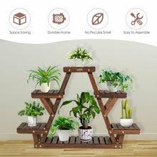 Load image into Gallery viewer, Wood Plant Stand Triangular Shelf 6 Pots Flower Shelf