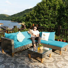 Load image into Gallery viewer, 4PCS Patio Rattan Furniture Set Cushioned Loveseat