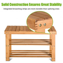 Load image into Gallery viewer, 2-Tier Bamboo Shoe Bench Entryway Storage Racks