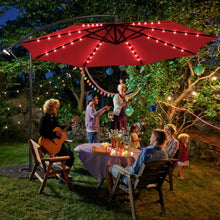 Load image into Gallery viewer, 10 Ft Solar LED Offset Umbrella with 40 Lights and Cross Base for Patio-Wine