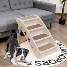 Load image into Gallery viewer, Collapsible Plastic Pet Stairs 4 Step Ladder for Small Dog and Cats-Beige