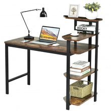 Load image into Gallery viewer, Computer Desk Writing Study Table with Storage Shelves Home Office Rustic Brown