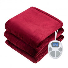 Load image into Gallery viewer, 62" x 84" Flannel Heated Electric Blanket with 10 Heating Levels-Red