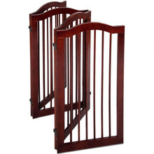 Load image into Gallery viewer, 4 Panels Folding Freestanding Wood Pet Dog Safety Gate-36"