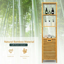 Load image into Gallery viewer, Bamboo Tower Hamper Organizer with 3-Tier Storage Shelves-Natural