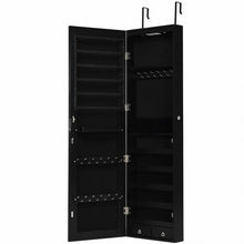 Load image into Gallery viewer, Wall and Door Mounted Mirrored Jewelry Cabinet with Lights-Black