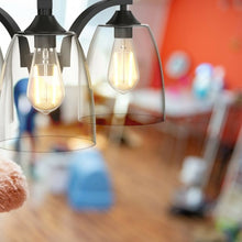 Load image into Gallery viewer, 3-Light Semi Flush Mount Ceiling Light with Vintage Clear Glass Pendant