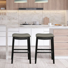 Load image into Gallery viewer, 29" Set of 2 Saddle Nailhead Kitchen Counter-Black Chair