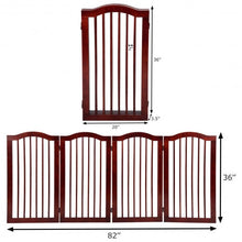 Load image into Gallery viewer, 4 Panels Folding Freestanding Wood Pet Dog Safety Gate-36"