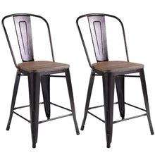 Load image into Gallery viewer, Copper 2-Set Metal Wood Counter Stool Rustic Dining Chairs