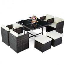 Load image into Gallery viewer, 9 pcs Cushioned Rattan Sofa Table