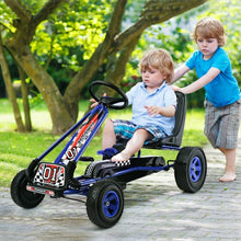 Load image into Gallery viewer, 4 Wheels Kids Ride On Pedal Powered Bike Go Kart Racer Car Outdoor Play Toy-Blue