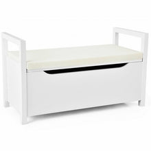 Load image into Gallery viewer, Shoe Bench Hallway Entryway Storage Rack w/ Cushion Seat-White