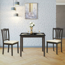 Load image into Gallery viewer, 3 Pieces Dining Set Square Table with 2 Padded Wooden Chairs