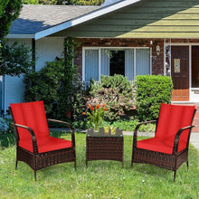 Load image into Gallery viewer, 3 PCS Patio Rattan Furniture Set-Red