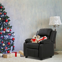 Load image into Gallery viewer, Kids Deluxe Headrest Recliner Sofa Chair with Storage Arms-Black