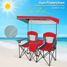 Load image into Gallery viewer, Portable Folding Camping Canopy Chairs w/ Cup Holder-Red