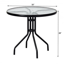 Load image into Gallery viewer, 32" Outdoor Patio Round Tempered Glass Top Table with Umbrella Hole