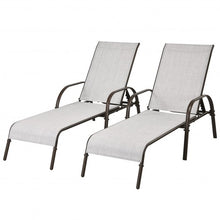 Load image into Gallery viewer, Adjustable Patio Chaise Outdoor Folding Lounge Chair with Adjustable Backrest-Gray