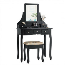 Load image into Gallery viewer, 5 Drawers Removable Box Makeup Dressing Vanity Set-Black