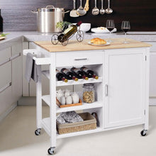 Load image into Gallery viewer, 4-Tier Wood Drawer Kitchen Cart with Storage Shelf and Casters