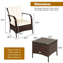 Load image into Gallery viewer, 3 PCS Patio Rattan Furniture Set-White