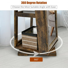 Load image into Gallery viewer, 360° Rotatable Armoire 2-in-1 Lockable Mirrored Jewelry Cabinet-Rustic Brown